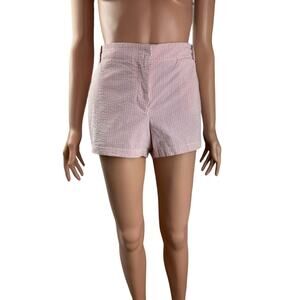 J Crew Low Fit Womens Shorts Size 10 Pink White Striped Casual Chino Four Pocket